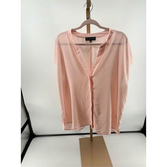 Eloquii peach pink short sleeve split neck button down top size 18 - Picture 9 of 10